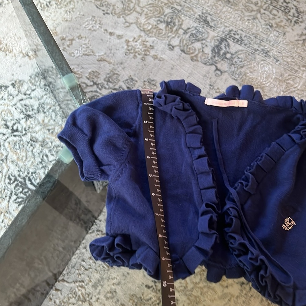 Navy Blue Ruffled Cardigan - Picture 4 of 5